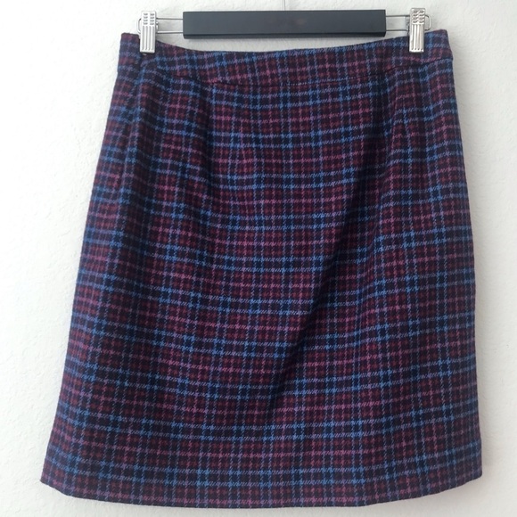 New! Talbots Wool Preppy Plaid Faux Wrap A-Line Academia Mini Skirt - Picture 4 of 8